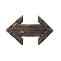 Rustic wooden double arrow sign with weathered texture, pointing in opposite directions, isolated on transparency background. Perfect for navigation or directional themes png