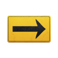 Yellow road sign with black right arrow indicating direction. sign is rectangular with simple design, commonly used for traffic guidance png