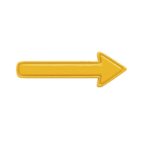 Shiny yellow arrow pointing to right on transparent background, symbolizing direction or navigation. arrow is bold and glossy, making it stand out for use in design projects png
