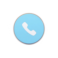 Blue circular icon with white telephone symbol in center, representing communication or phone application. design is simple and modern, suitable for digital interfaces png