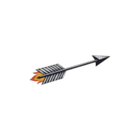 Black and white striped arrow with fiery tail, symbolizing speed and direction, is depicted on transparent background. design is dynamic and eye catching png
