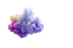 Vibrant cloud of colorful ink swirls in water, creating mesmerizing abstract pattern with shades of purple, blue, and pink. fluid motion and soft gradients evoke sense of calm and creativity png