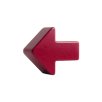 Red 3D arrow pointing left, isolated on transparency background, symbolizes direction and navigation. arrow bold color and design make it eye catching and clear for guidance png