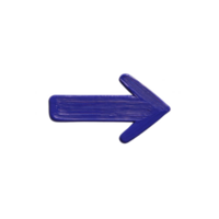 Blue arrow pointing to right on transparent background, symbolizing direction or movement. arrow has textured appearance, adding tactile feel to design png