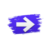 Bold white arrow points right on vibrant blue brushstroke background, creating dynamic and modern design. contrast between arrow and background enhances visibility and impact png