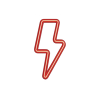 Glowing red neon lightning bolt symbol on transparency background, representing energy and power. bright and bold design is eye catching and modern png