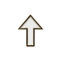 White arrow with gold outline pointing upwards on transparency background, symbolizing direction or progress. design is simple and elegant, suitable for various uses png