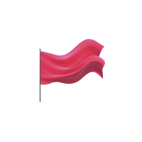 Vibrant red flag waves gracefully on black pole, symbolizing caution or warning. flag dynamic motion and bold color create striking visual impact png