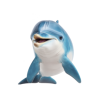 Playful dolphin with joyful expression is depicted, showcasing its smooth blue and white skin. dolphin fins are spread wide, and its mouth is open as if smiling png
