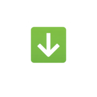 Green square icon with black downward arrow symbolizes download or navigation. simple design is clear and effective for digital interfaces png