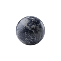 Digitally rendered image of Earth showcases dark, textured surface with visible continents and oceans, set against transparency background, evoking sense of mystery and wonder png