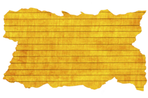 Textured, torn piece of yellow lined paper with rustic appearance, featuring horizontal lines and uneven edge. paper vintage look adds nostalgic feel png