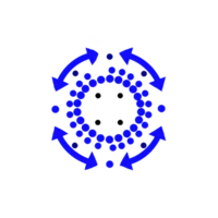 This features blue circular pattern with arrows and dots, symbolizing movement or flow. design is abstract and symmetrical, with central focus and outward direction.abstract design with blue png