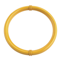 Shiny yellow circular ring with smooth surface and decorative ridges, resembling bracelet or hoop, is displayed against transparency background. vibrant color and simple design create modern png
