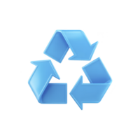 Blue recycling symbol with three arrows forming triangle represents sustainability and environmental conservation. design emphasizes importance of recycling and eco friendly practices png