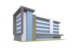 Modern architectural design of multi story building with sleek lines and large glass windows, showcasing contemporary style and urban development png