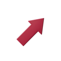 Red 3D arrow pointing upwards on transparent background, symbolizing growth or progress. arrow is sleek and modern, ideal for business or infographic designs png