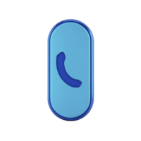 Blue 3D phone icon with curved handset symbol is displayed on rounded rectangular background, conveying communication and technology png