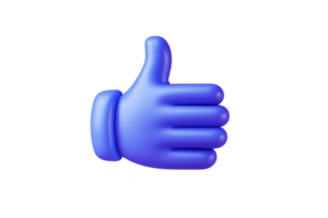 Blue thumbs up emoji with 3D design, symbolizing approval or agreement. vibrant color and smooth texture give it modern and friendly appearance png