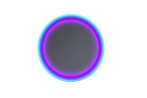 Glowing circular shape with gradient of blue and purple hues creates futuristic and vibrant appearance against transparency background. neon effect adds modern and dynamic touch png