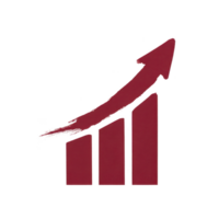 vermelho para cima seta e Barra gráfico simbolizar crescimento e sucesso, transmitindo sentido do progresso e realização png