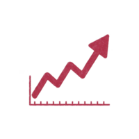 Red zigzag arrow graph indicating upward trend, symbolizing growth and success in business or finance. arrow is set against transparent background, emphasizing progress and positive change png