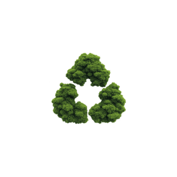 verde reciclando símbolo fez do exuberante árvores representa de Meio Ambiente sustentabilidade e eco amigáveis práticas. árvores Formato triângulo, simbolizando ciclo do reduzir, reuso, e reciclar png