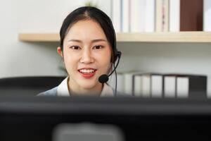 Customer Support Agent in a Call Center Setting photo