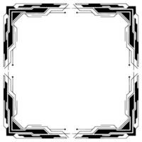 Futuristic Tech Border Frame Clean Geometric , Black White, Blank Space vector
