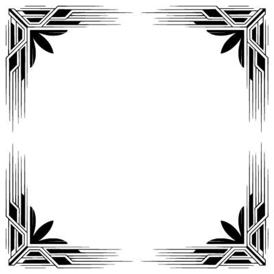 Art Deco Frame Border, Black and White , Elegant Vintage Template