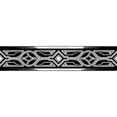 Geometric Art Deco Border Element, Silver Black on White