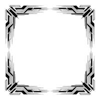 Abstract Art Deco Border Frame, Black White Element vector