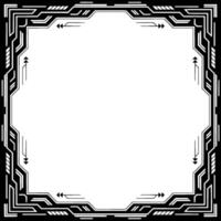 Futuristic Tech Frame With Arrows, Black and White Border, Blank Space vector