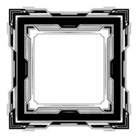 Geometric Tech Frame, Black White, Abstract Border vector