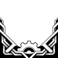 Sleek Art Deco Gear Frame, Metallic Gradient Background vector