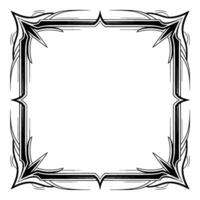 Ornate Square Frame With Spiked Corners, Black and White vector