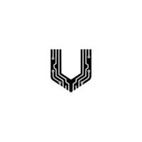 Tech Shield Circuitry Ushape, Modern on White Background vector