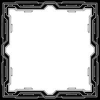 Tech Frame Futuristic Circuit Board Border on Black and White, Digital vector