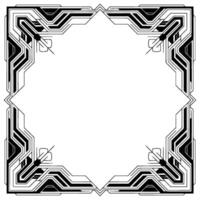 Art Deco Frame, Geometric Abstract Border, Black and White vector