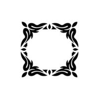 Ornate Black Floral Frame Element on White Background vector