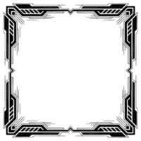Geometric Tech Frame, Black and White Border, Futuristic vector