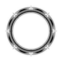 Engraved Circle Frame With Geometric Details on White Background vector