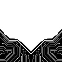 Circuit Board Border Modern Tech , Black White, Abstract Background. vector