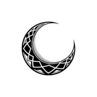 Geometric Crescent Moon , Minimalist Black and White vector