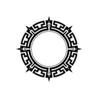 Black and White Geometric Circle Ornament With Spikes, Decorative vector