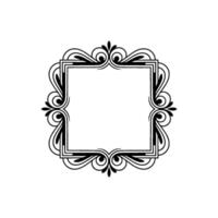 Elegant Black White Ornate Square Frame on White Background vector
