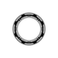 Geometric Circle Frame in Black and Gray on White vector