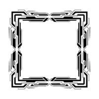 Futuristic Tech Frame, Black White Geometric Border, Modern Element vector