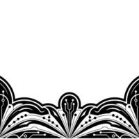 Tech Floral Border Abstract Circuitry and Ornament in Black and White vector