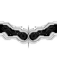 Modern Tech Circuit Abstract Black White Illustration vector